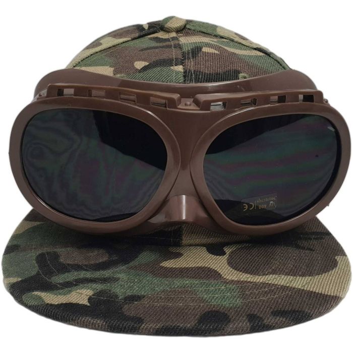 Camouflage Baseball Cap With Goggles Light or Dark Green