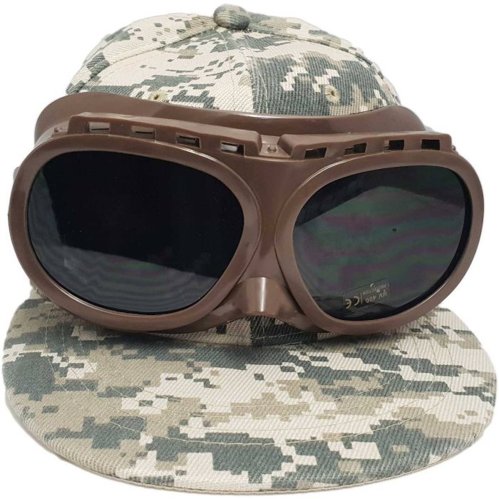 Camouflage Baseball Cap With Goggles Light or Dark Green